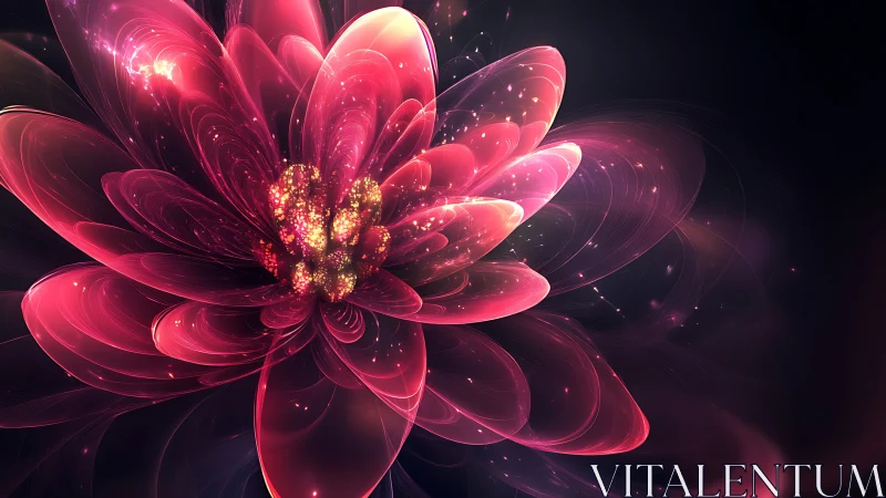 Luminous fractal flower blooms in deep cosmic darkness.