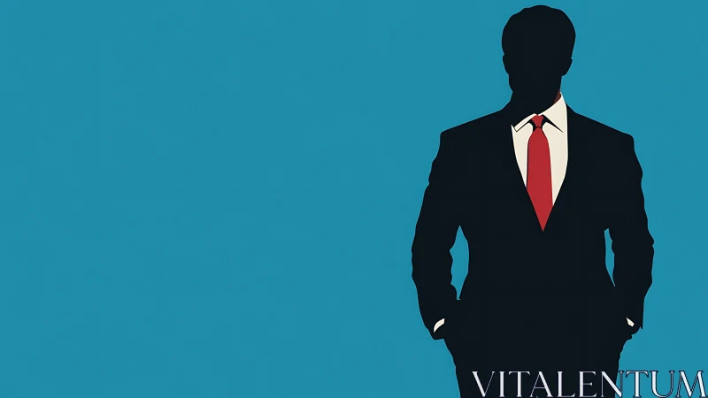 Corporate Professional Silhouette Against Turquoise Background.