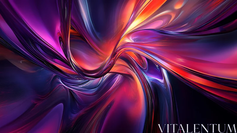 Flowing metallic ribbons twist in vivid neon gradients
