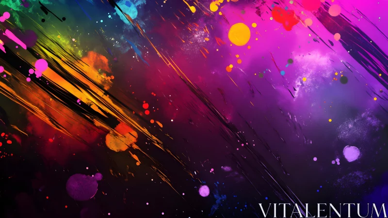 Vivid abstract paint splatter on diagonal strokes, digital art style.