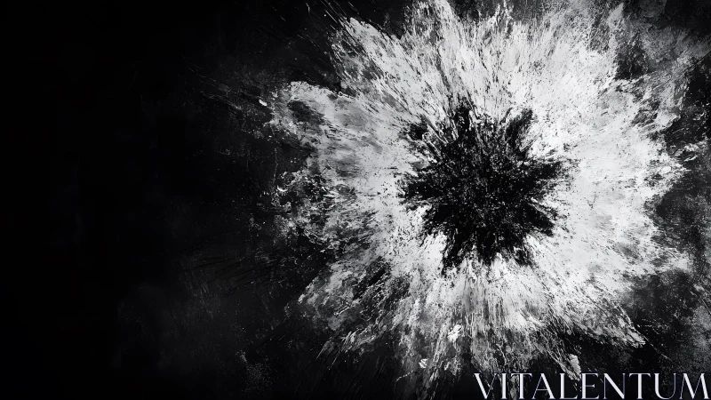 Abstract Black and White Explosion Art in Modern Expressionist Style.