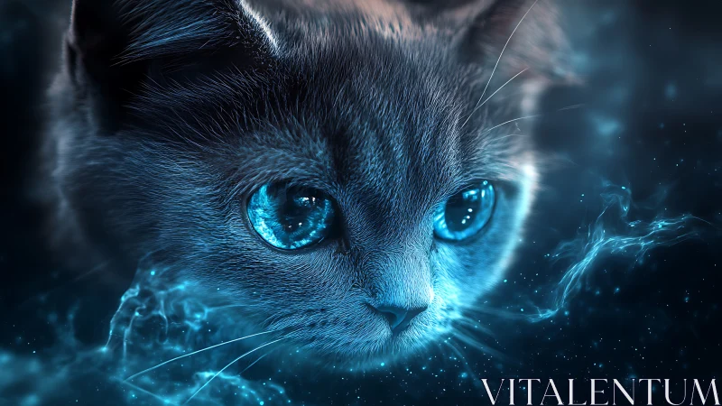 Electric-Eyed Guardian: Digital Cat Awakening.