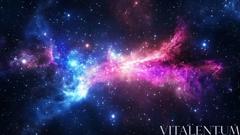 Bipolar emission nebula rendered with high contrast spectral color gradients