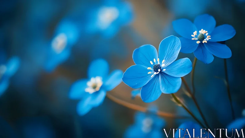 Blue Forget-Me-Not Florals with Shallow Depth Rendering.