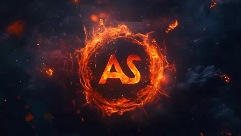 Burning Letter A and S Logo in Fiery Circular Frame