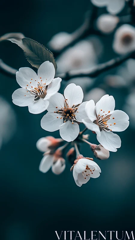 Delicate white blossoms bloom with golden hearts