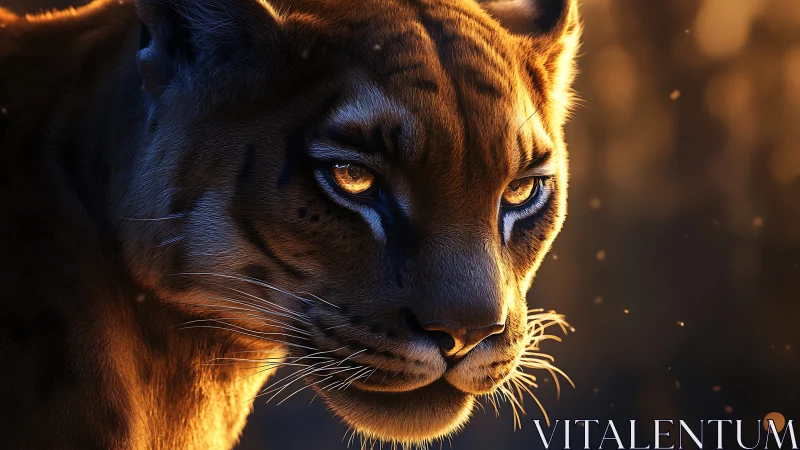 Golden Hour Felidae Portrait with Luminous Amber Eyes.