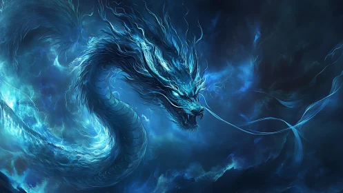 Stormborn azure dragon coils through electric night skies.
