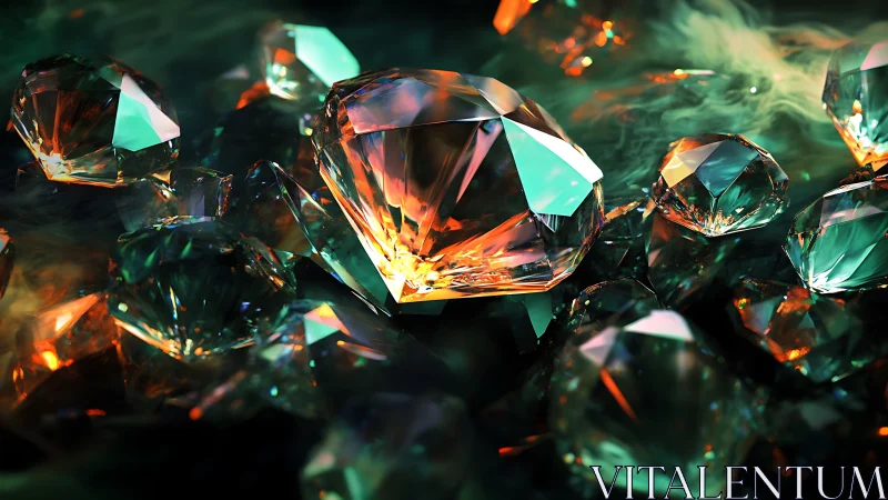 Clustered gemstones reflect teal and orange studio lighting