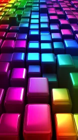 Glossy multicolored 3D cubes form a reflective geometric field