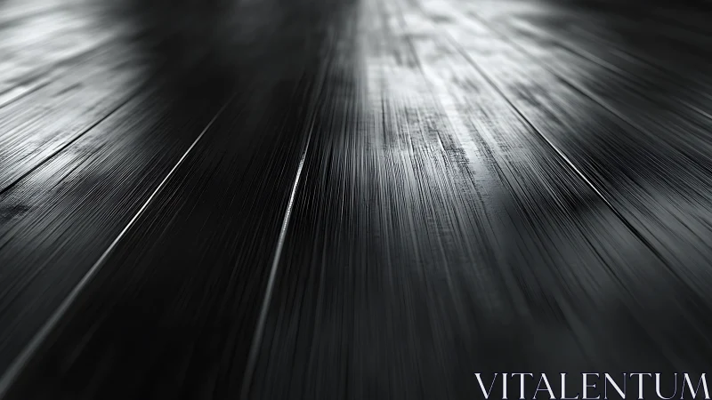 Dark wooden floorboards glow softly with brushed texture