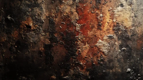 Close-up of Rusty Metal Surface with Textured Patina Finish.