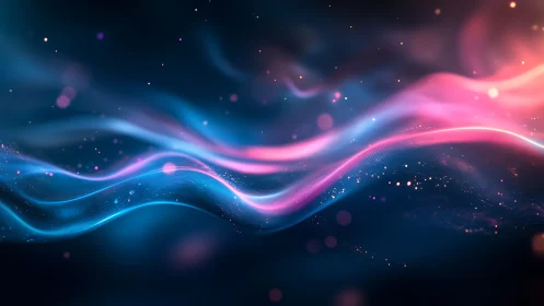 Soft neon waves drifting through a dreamy cosmic glow.