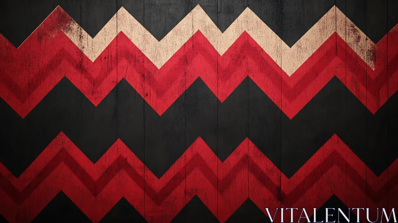 Zigzag chevron bands intersect over dark textured panels