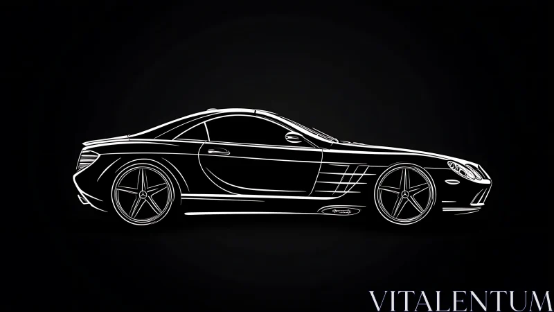 Sleek sports car outline glowing softly against night black.