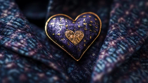 Golden Heart Rests Upon Twilight Textured Stone