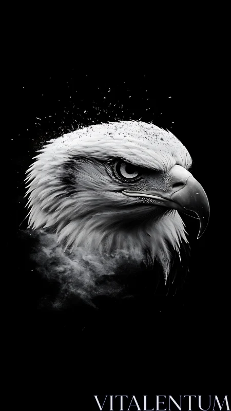 Powerful eagle portrait glows boldly against deep black space