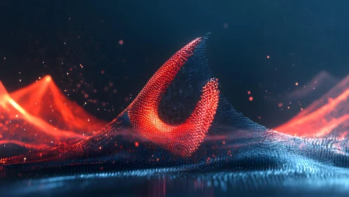 Abstract Digital Waveform in Red and Blue with Futuristic Style.