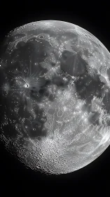 High-contrast lunar hemisphere in telescopic photorealistic focus.