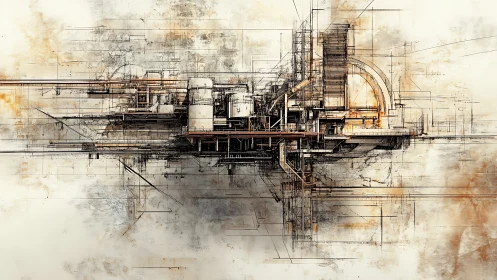 Parametric industrial megastructure in exploded axonometric form.
