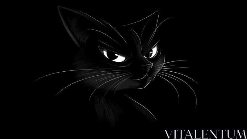 Mysterious Black Cat Portrait with Piercing Eyes