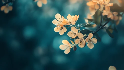 Delicate Blossoms Glowing in Warm Light.