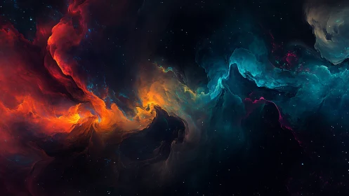 Bipolar emission nebula with turbulent red cyan ionized gas