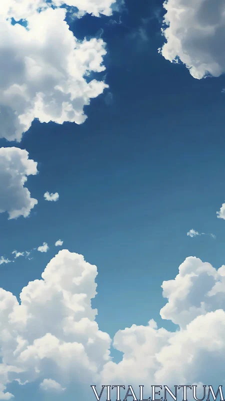 Soft summer clouds drift gently across a calm blue sky