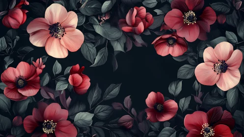 Gorgeous Red and Pink Flowers Bloom Against Moody Dark Foliage