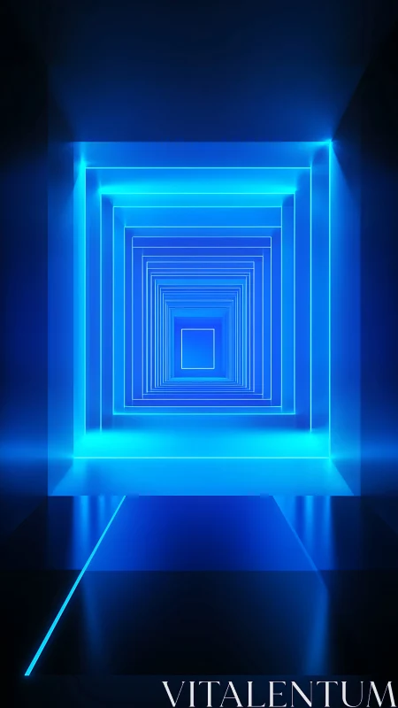 Glowing blue light tunnel inviting you into calm mystery.