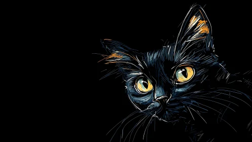 Luminous Feline Gaze: Shadow-Dwelling Cat Portrait.