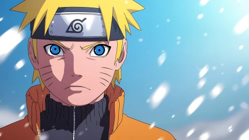 Animated blond character faces forward in snowy environment