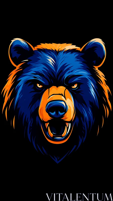 Chromatic vector bear head with high-contrast neon shading.