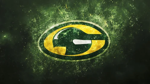 Grunge green oval sports logo with distressed splatter texture.