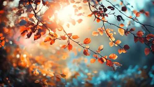 Autumn Leaves and Sunlight in Soft Focus Nature Photography.