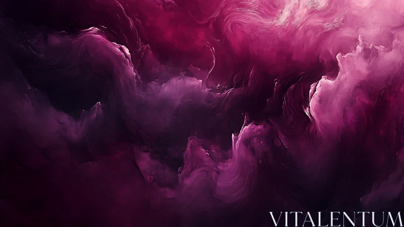 Crimson nebula clouds swirl in a moody abstract digital space