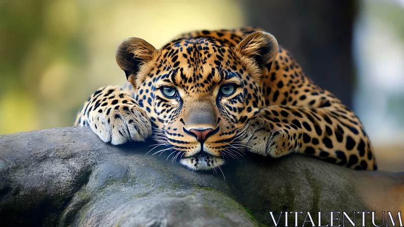Leopard's Contemplative Gaze Meets Stone