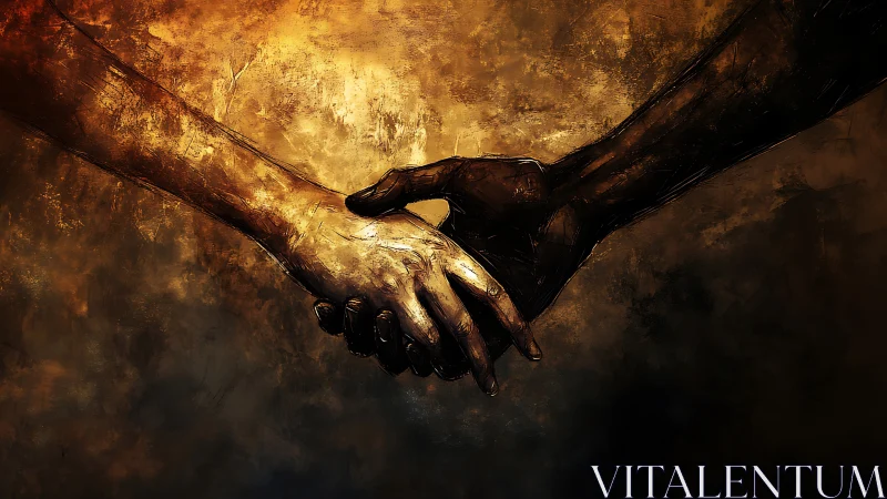 Luminous Hand Gesture: Chiaroscuro Digital Composition with Metallic Rendering