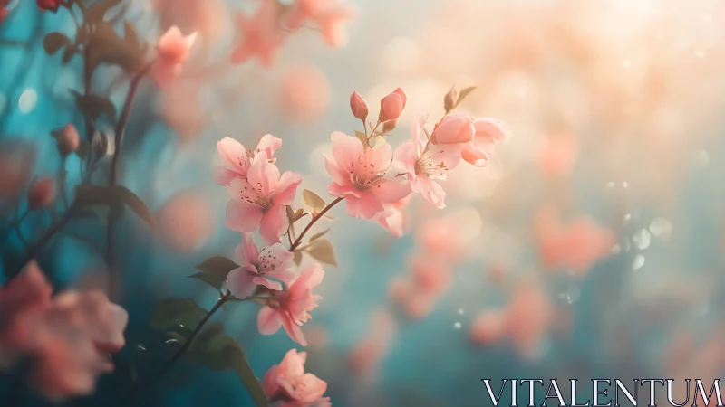 Depth-layered pink azalea bloom with bokeh rendering and teal ambient background