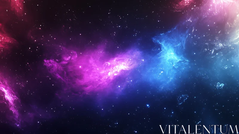 Bicolor nebula clouds span deep space with luminous starfield