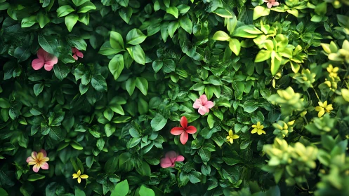 Hidden Blooms in Green: A Garden's Colorful Secret.