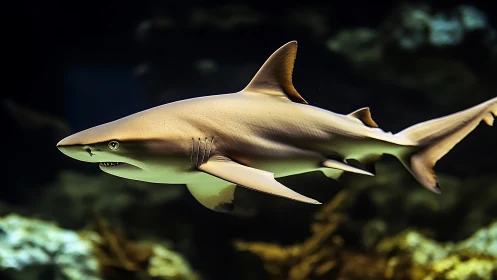 Hydrodynamic profile of reef shark in controlled aquatic light.