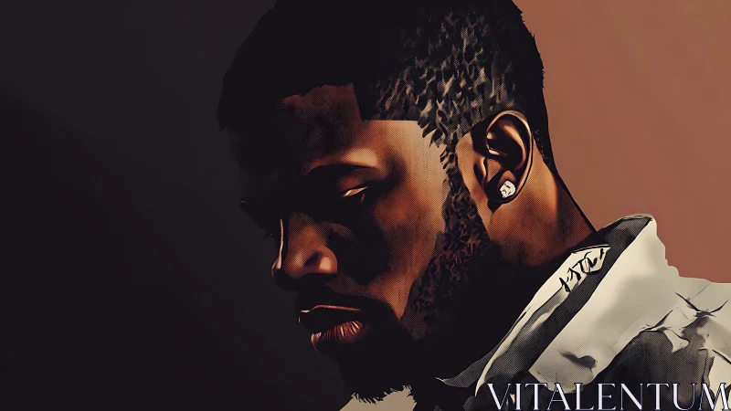 Brooding portrait in embered shadow and soft streetlight glow.