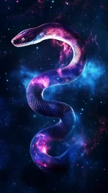 Cosmic nebula serpent rendered in luminous galactic hues