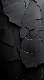 Layered cracked black surface with sharp textured edges.