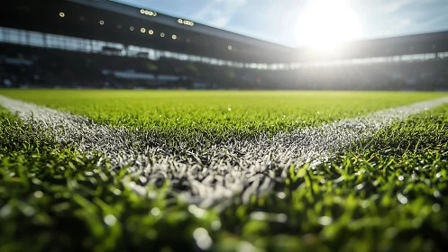 Photorealistic corner pitch macro with stadium backlight geometry.