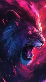 Side profile shows stylized lion head with open jaw