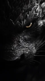 Predatory feline close-up renders sculpted fur and luminous eye