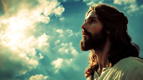 Digital side-profile portrait of long-haired bearded figure