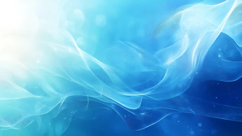 Abstract flowing blue waves with light effects in digital art.
